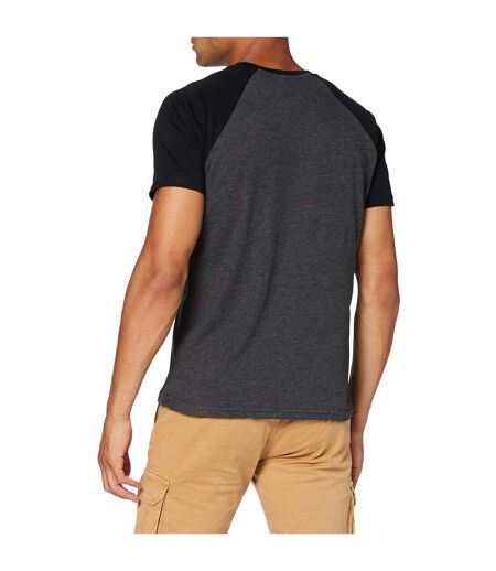 T-shirt Manches Contrastées Homme Charbon Noir Chiné Build Your Brand