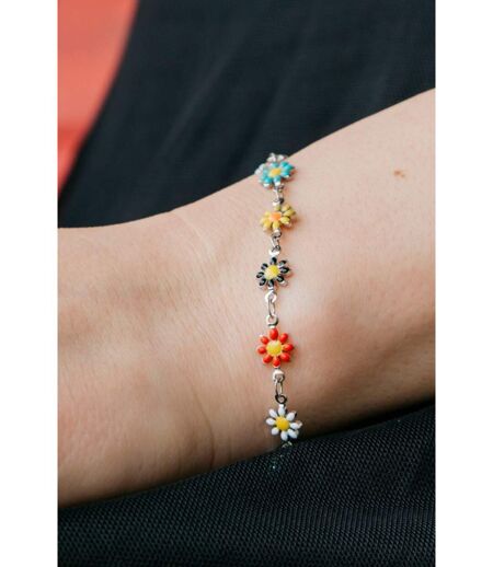 Colourful Rainbow Sun Flower Charm Indie Daisy Floral Summer Boho Bracelet