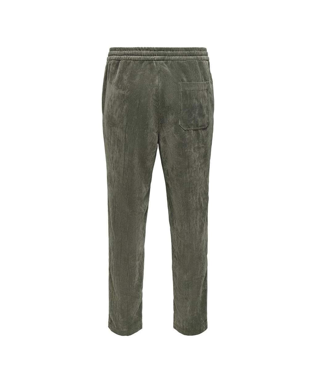 Pantalon en velours kaki homme only & sons taper corduroy-2