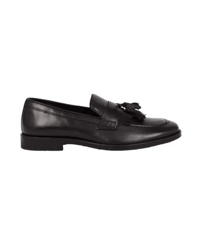 Burton Mens Tassel Leather Slip-on Loafers (Black) - UTBW299