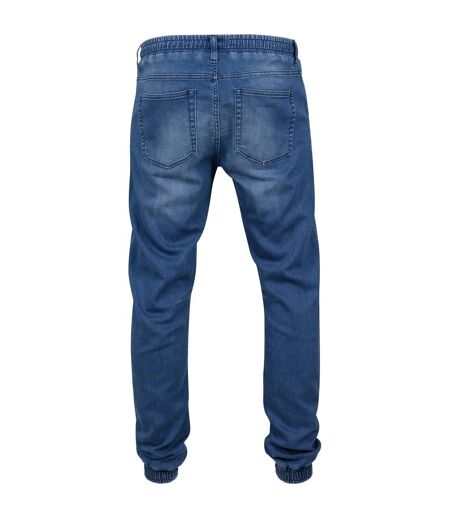 Mens knitted denim jogging bottoms washed blue Urban Classics