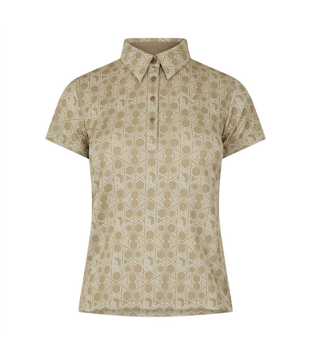 Womens/ladies Hexagon Short-sleeved Golf Polo Shirt Beige Puma-1