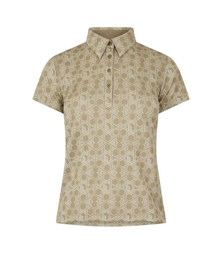 Womens/ladies Hexagon Short-sleeved Golf Polo Shirt Beige Puma