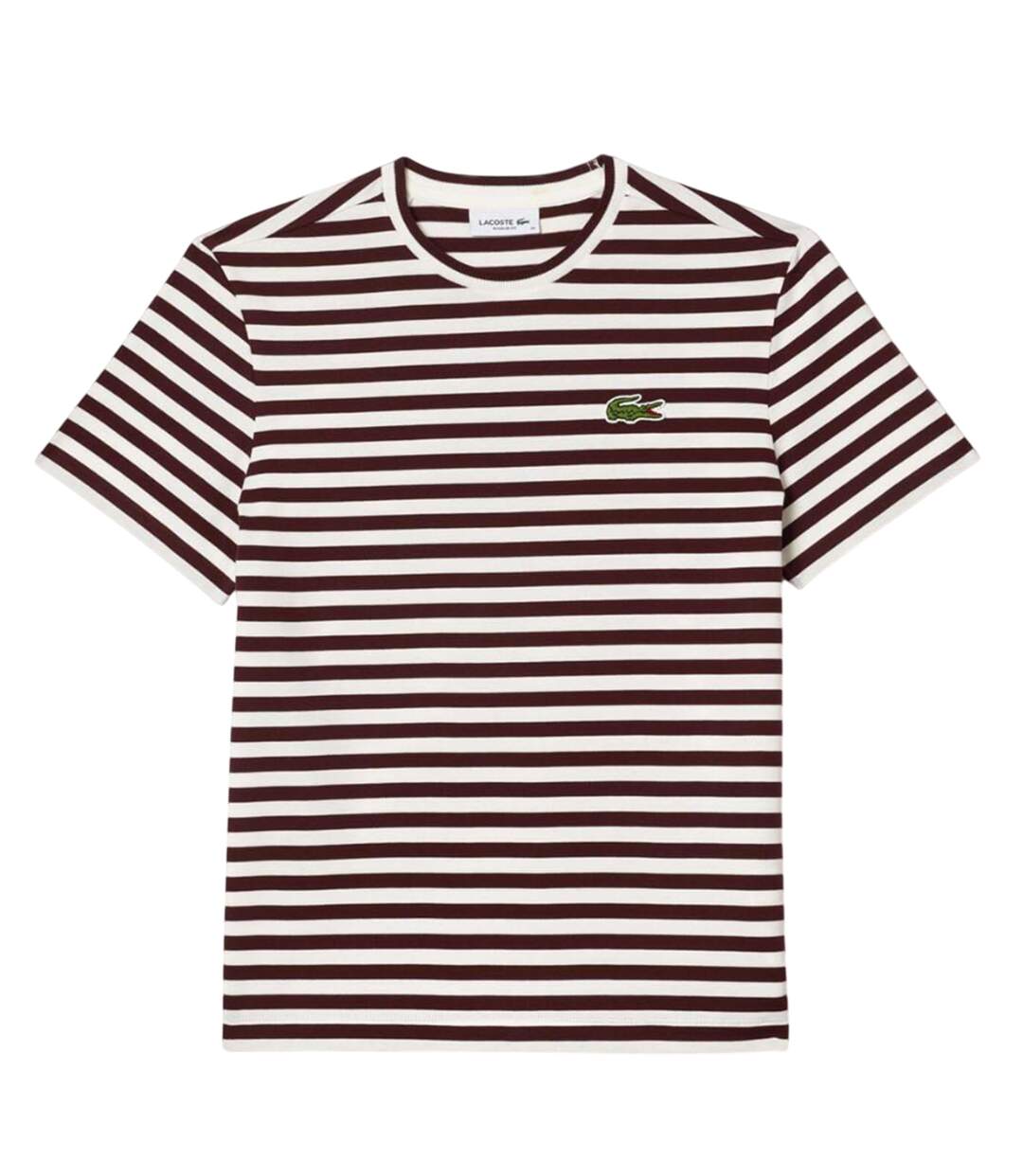 T-shirt Style À Rayures Femme Rouge Bordeaux Lacoste-2