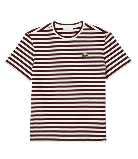 T-shirt Style À Rayures Femme Rouge Bordeaux Lacoste