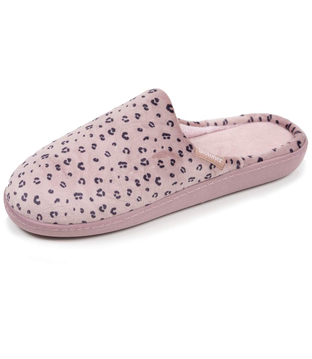 Isotoner Chaussons Mules femme microvelours semelle ergonomique soutien voûte plantaire-1