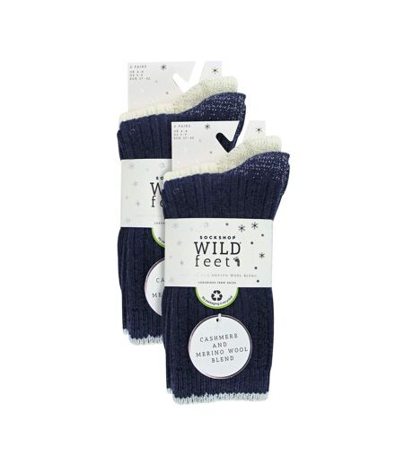 4 Pack Ladies Cable Knit and Lurex Glitter Socks for Sparkling Style and Comfort