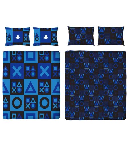 Checked Reversible Duvet Set Blue Playstation