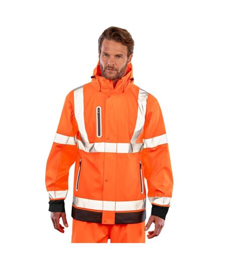 Mens Prism Pu Heavy Duty Jacket Fluorescent Orange Black Result Recycled