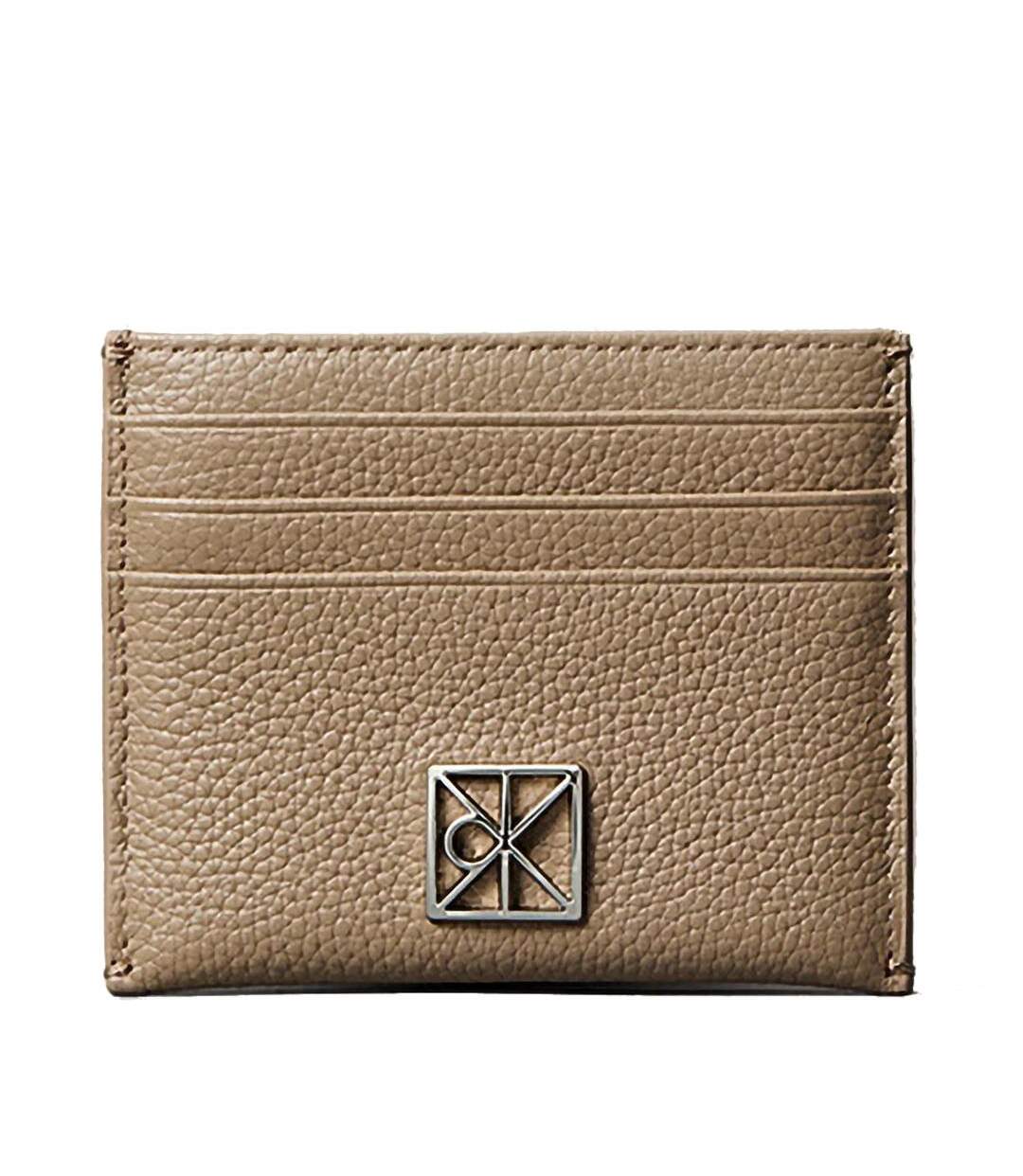 Étui porte carte taupe femme calvin klein jeans pebble-1