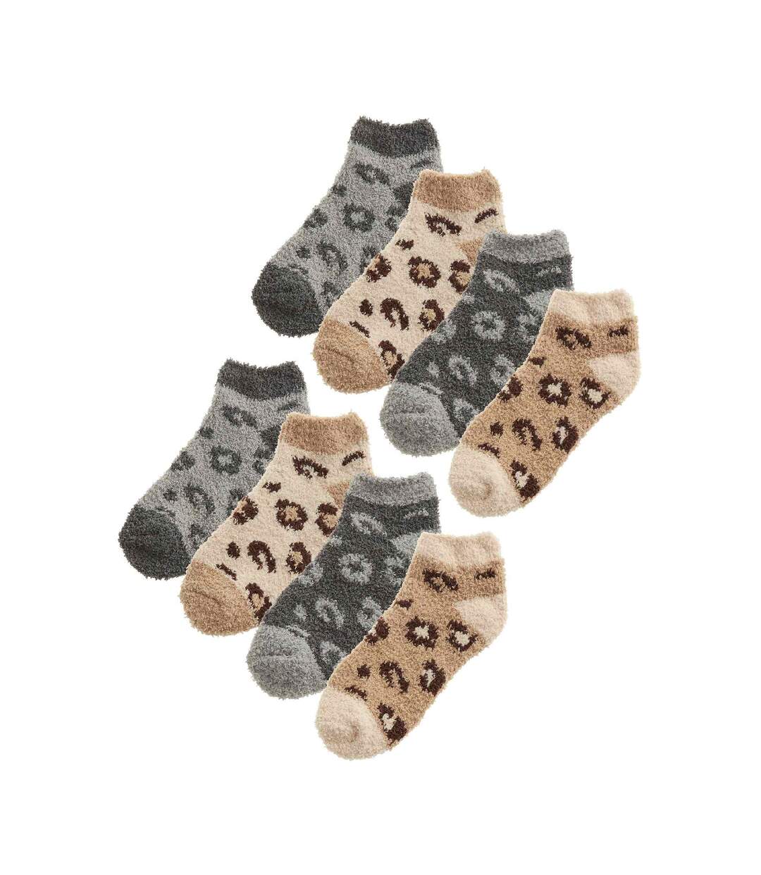 8 Pack Ladies Animal Print Low Cut Cosy Socks-1
