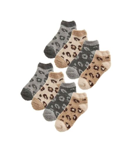 8 Pack Ladies Animal Print Low Cut Cosy Socks