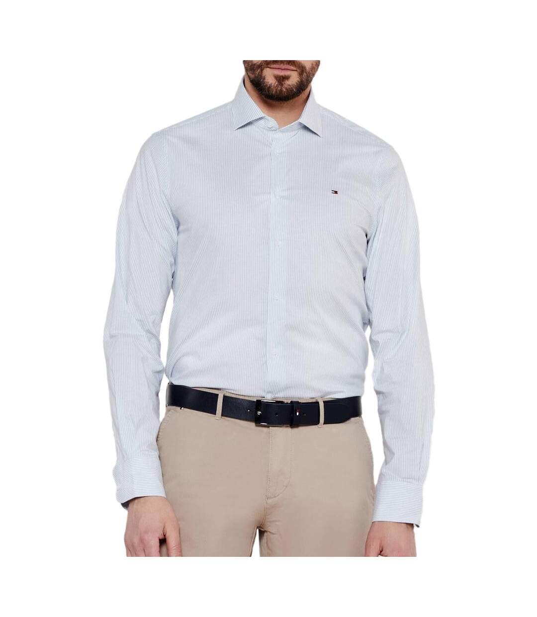 Chemise blanche/bleu homme tommy hilfiger strch poplin-1