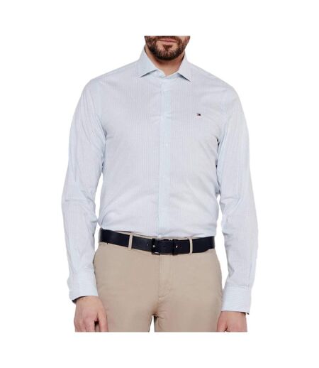 Chemise blanche/bleu homme tommy hilfiger strch poplin
