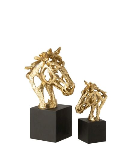 Tête de Cheval Ajourée sur Socle Hollywood 40cm Doré