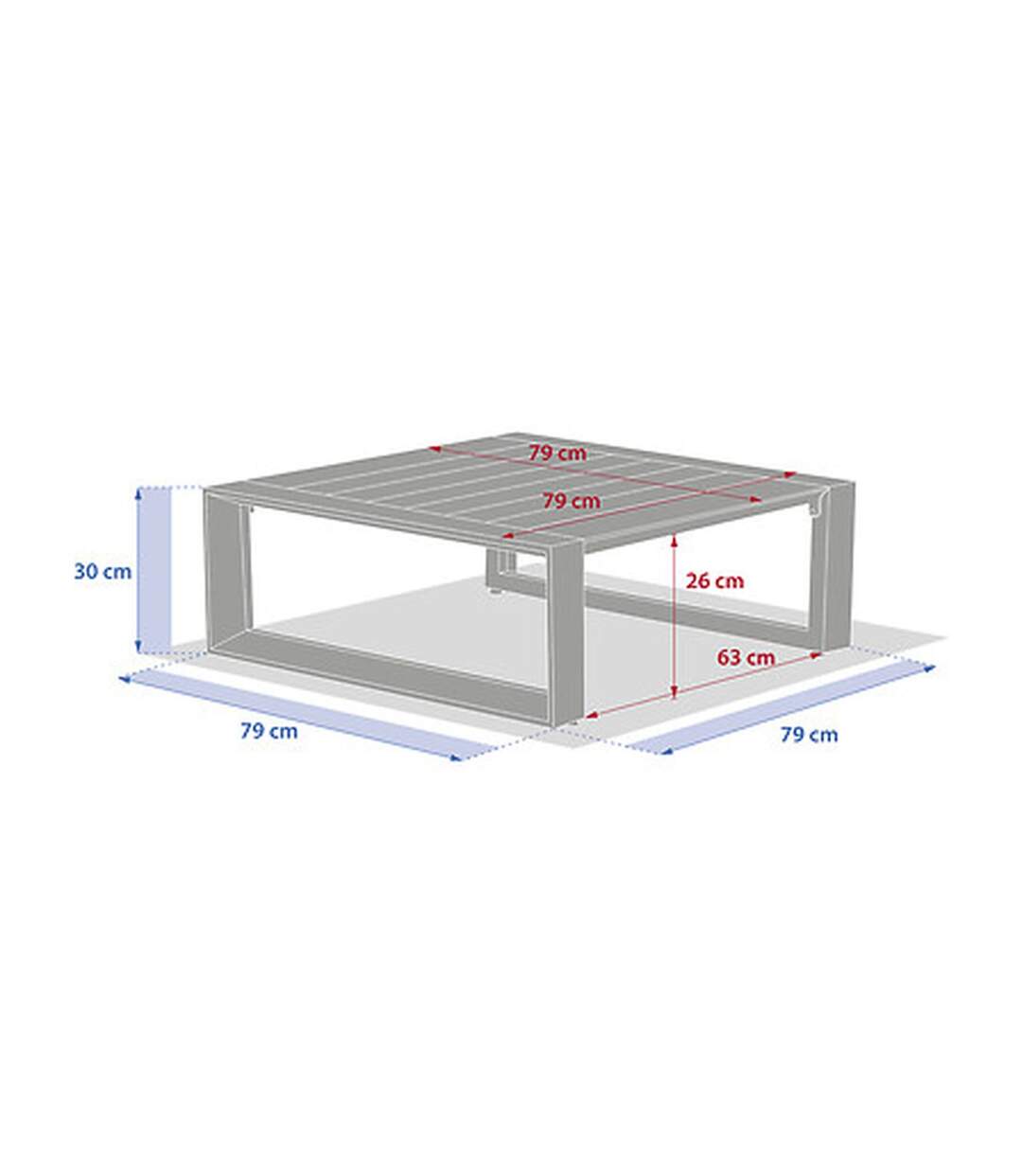 Table basse de jardin carrée en aluminium ALLURE - Graphite-2