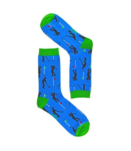 1 Pack Mens Novelty Blue Golf Bamboo Socks