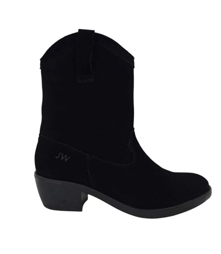 Womens/ladies Dalida Suede Block Heel Western Boots Black Jack Wills