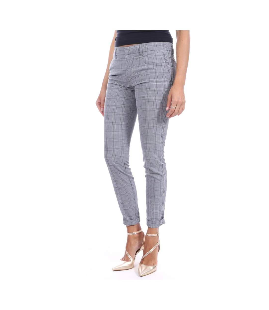 Pantalon gris à carreaux femme Teddy Smith city pant - 27