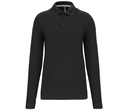 Polo manches longues - Homme - WK276 - gris foncé