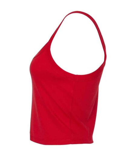 Womens/ladies plain micro-rib spaghetti strap tank top solid red Bella + Canvas