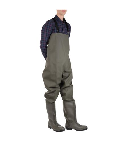 Mens Tyne Chest Safety Wader Wellingtons Green Amblers