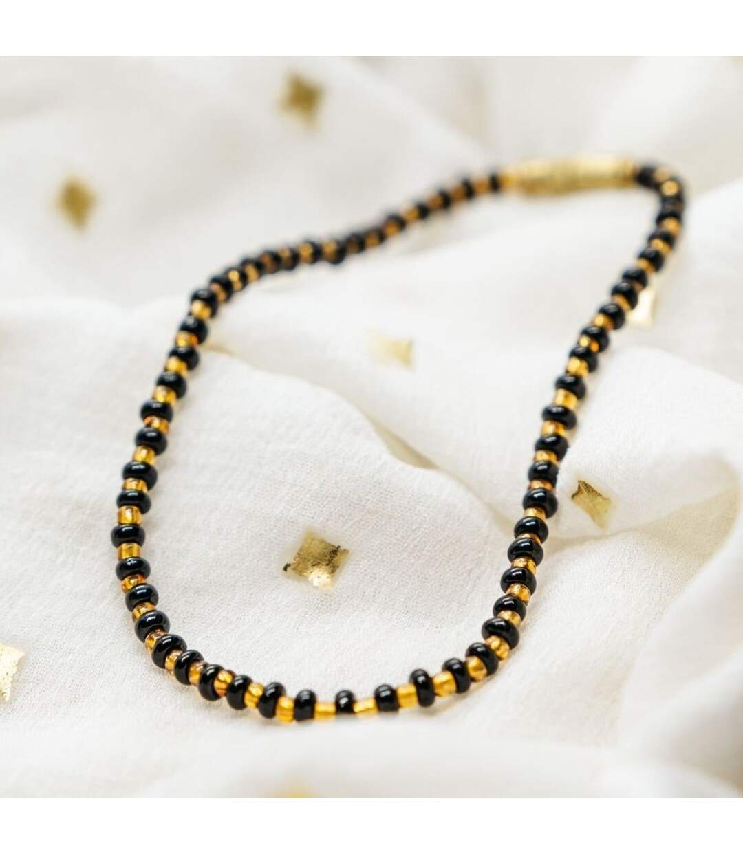 Black Golden Mangalsutra Tiny Black Bead Everyday Kids Nazaria Bracelet-1