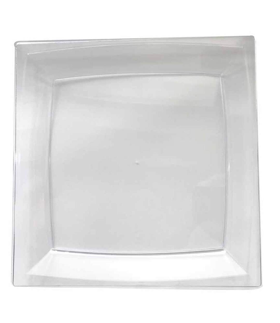 Lot de 6 Assiettes en Plastique Réutilisable Carrées 23cm Transparent-1