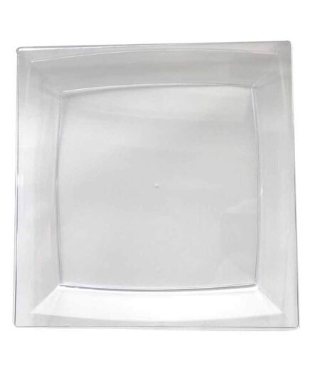 Lot de 6 Assiettes en Plastique Réutilisable Carrées 23cm Transparent