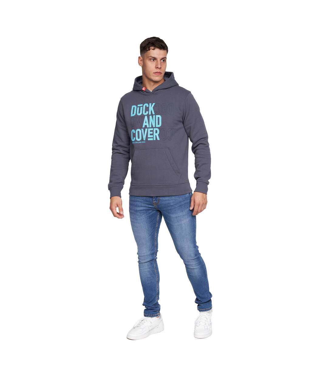 Mens pecklar hoodie navy Duck and Cover