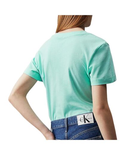 T-shirt Bleu Femme Calvin Klein Jeans Monologo Slim - L