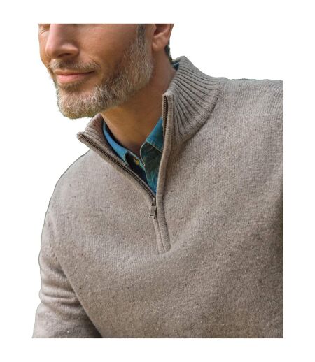 Pull À Col Zippé En Laine D'agneau Pour Hommes Avoine Chiné WoolOvers