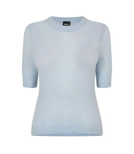 T-shirt Manches Courtes Femme Bleu Pastel Boss