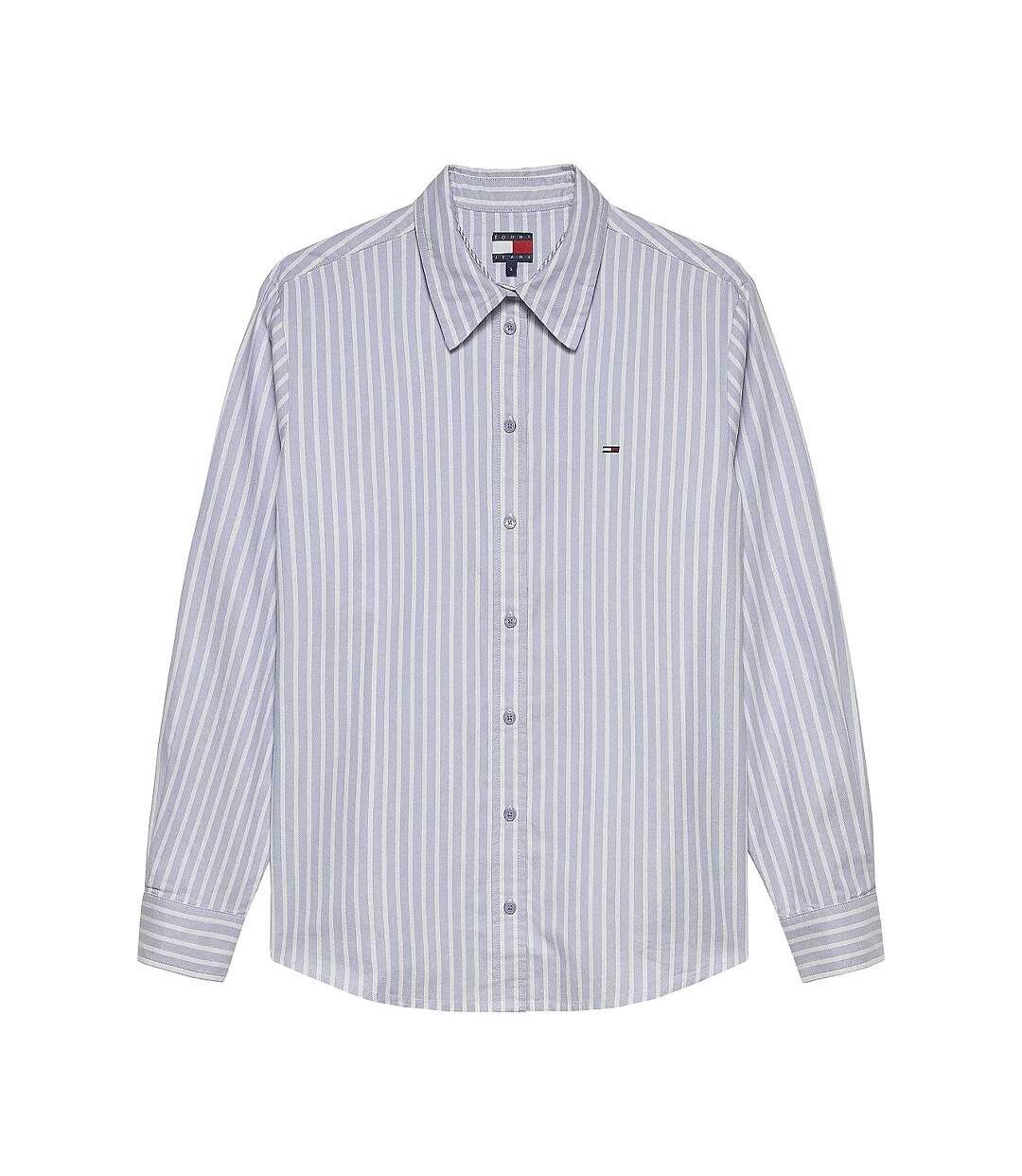 Chemise bleu foncé à rayures femme tommy hilfiger oxford-1