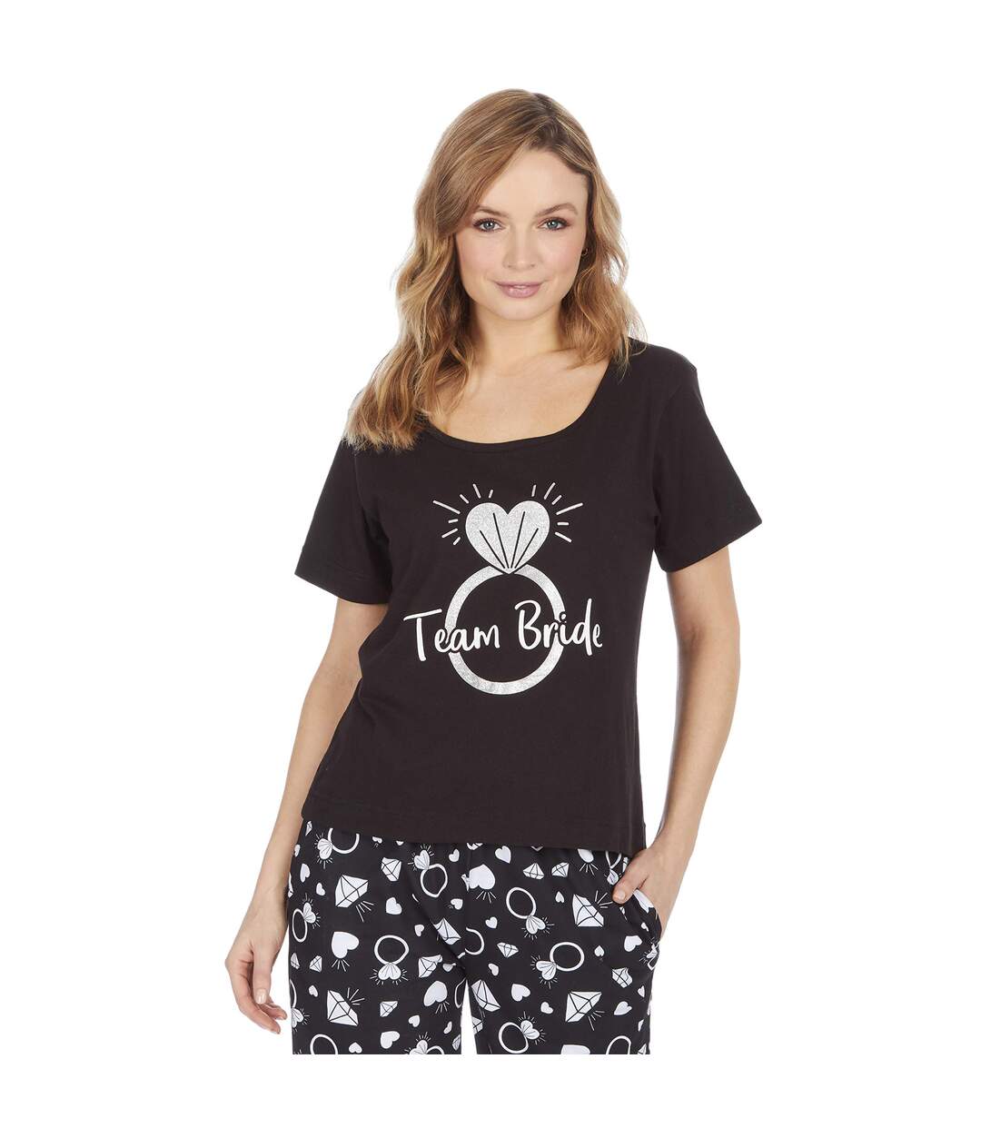 Ensemble De Pyjama Team Bride Femme Noir Blanc Metzuyan-3