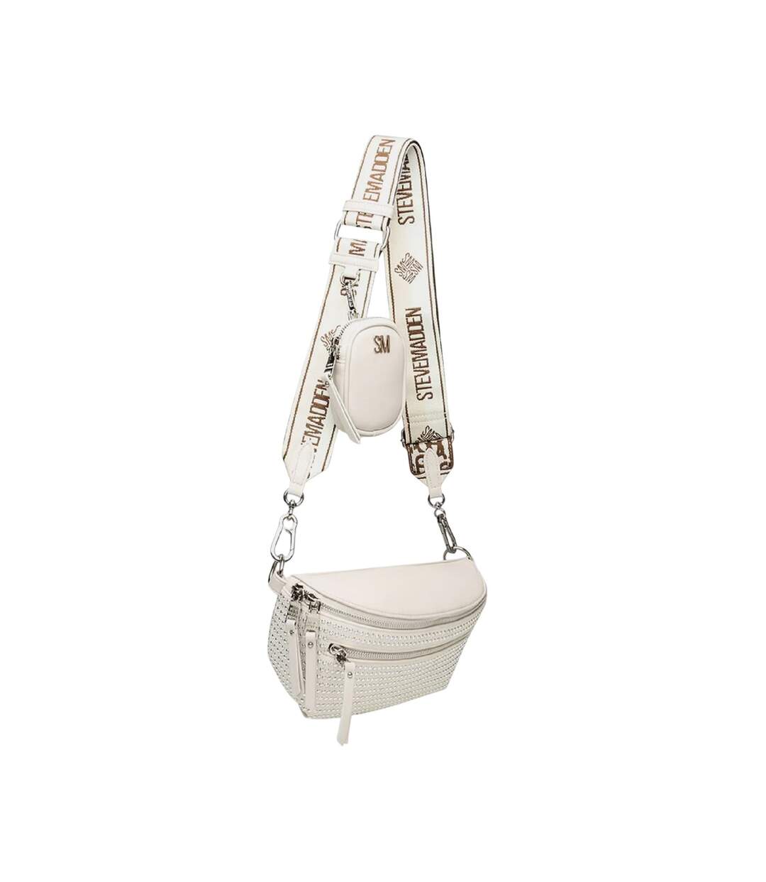 Bclarkes Studded Everyday Crossbody Bag 14cm X 24cm X 9cm Bone Silver Steve Madden-4