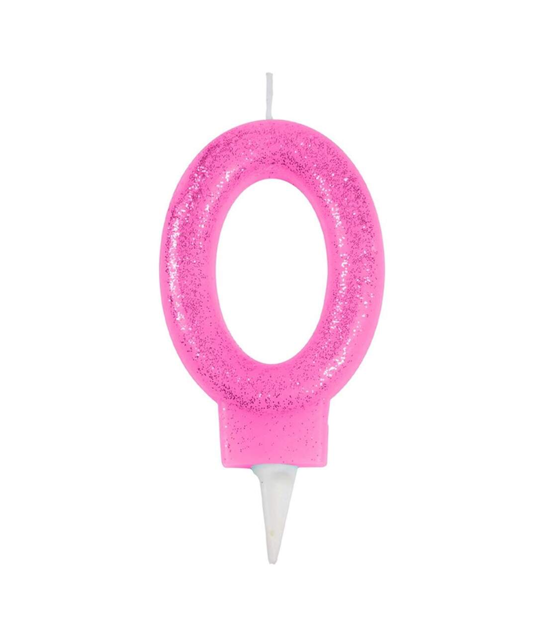 Bougie d'Anniversaire Paillette Chiffre 0 7cm Rose-1