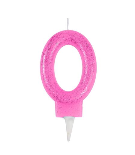 Bougie d'Anniversaire Paillette Chiffre 0 7cm Rose