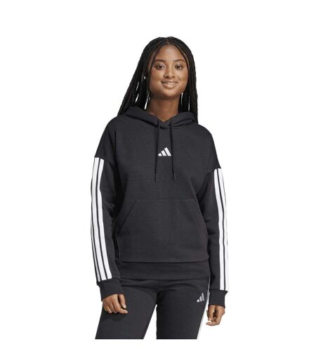 Womens/ladies Fleece Drawstring Hoodie Black Adidas