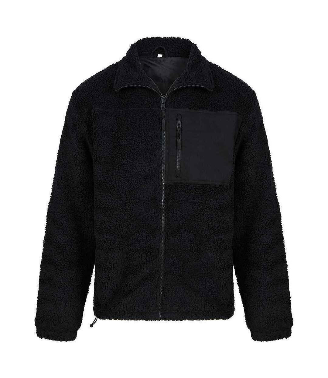 Mens Sherpa Recycled Fleece Jacket Black Front Row-2