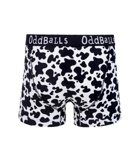 OddBalls Mens Fat Cow Boxer Shorts (Black/White) - UTOB105