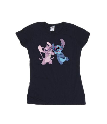 Disney T-shirt en coton Lilo & Stitch Kisses - Femmes/Ladies (Bleu marine) - UTBI25720