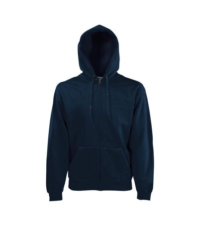 Sweatshirt À Capuche Et Fermeture Zippée Homme Bleu Marine Profond Fruit Of The Loom
