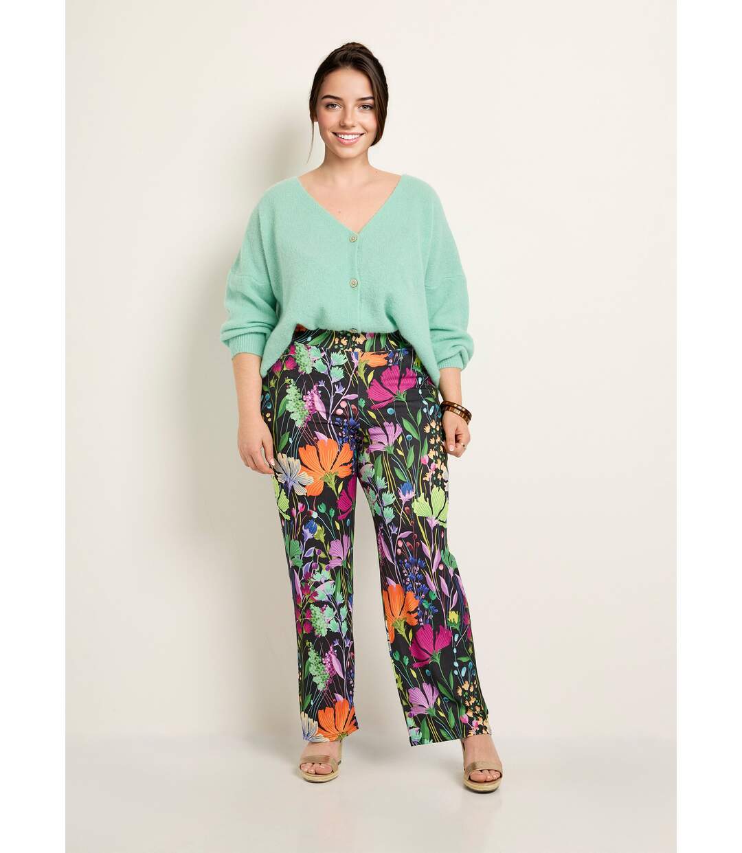 Pantalon fluide stretch, fleuri poétique-3