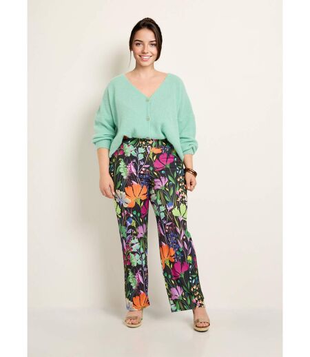Pantalon fluide stretch, fleuri poétique