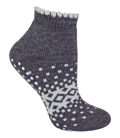 Ladies / Womens Thermal Low Cut Wool Non Slip Ankle Slipper Socks