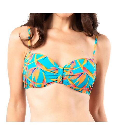 Haut de bikini bandeau à motifs turquoise femme sun project 2831 - taille 2
