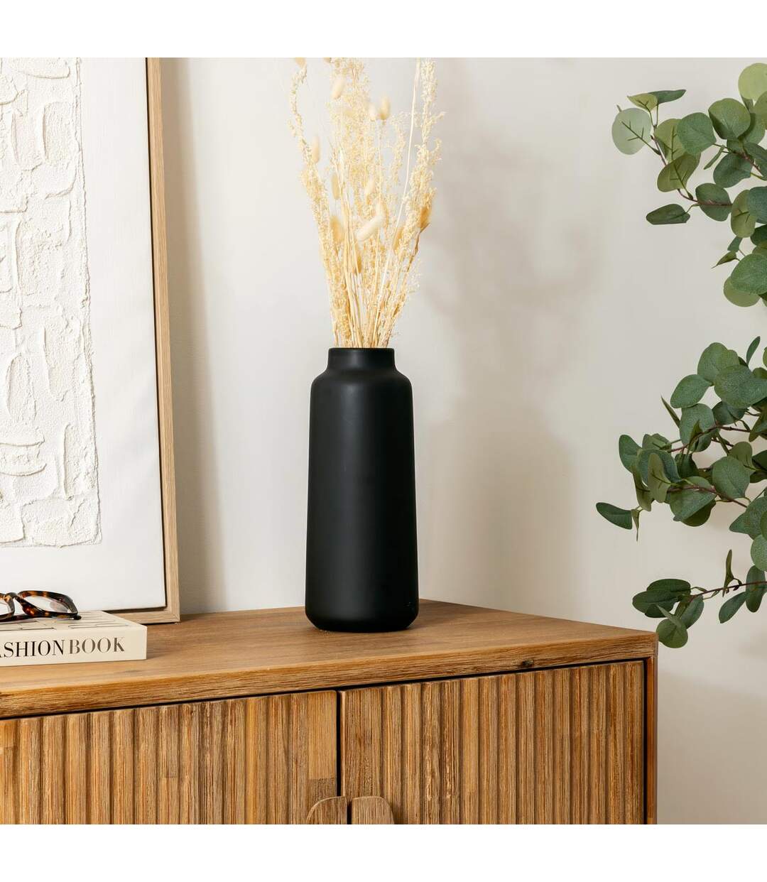 Vase en Dolomite Rily 30cm Noir-2