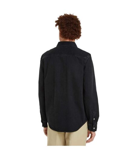 Mens Patch Denim Logo Shirt Black Calvin Klein