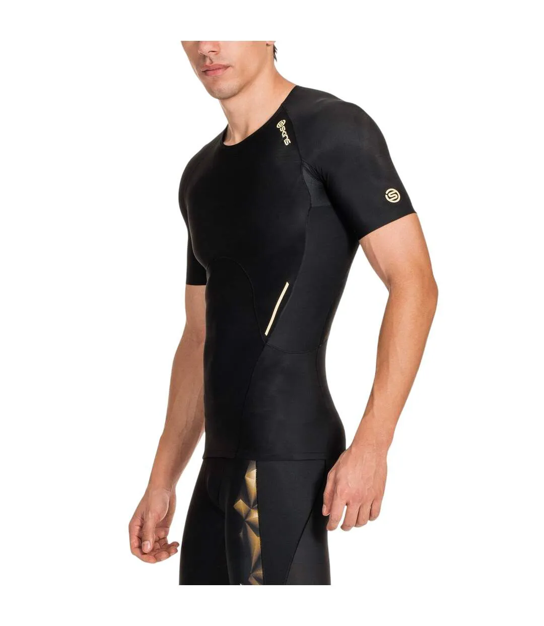 Mens A400 Performance Training Compression Shirt Black Skins-3